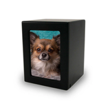 Black MDF Pet Photo Cremation Urn in Extra Small