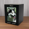 Black MDF Pet Photo Cremation Urn in Small