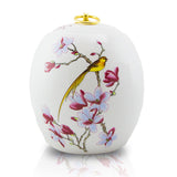 Golden Bird Ceramic Urn In Medium