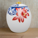 Red Lotus Ceramic Cremation Urn in Large