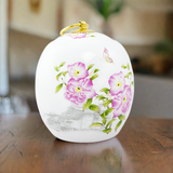 Peonies Ceramic Cremation Urn In Medium