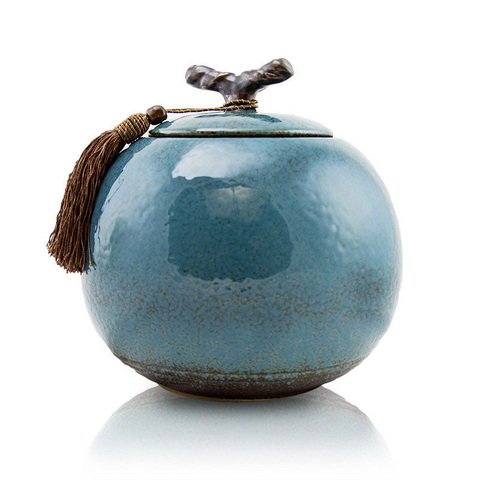 Large Turquoise Ceramic Cremation Urn