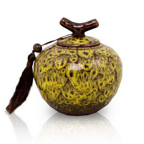 Autumn Yellow Ceramic Cremation Urn - Medium