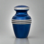 Dark Blue Banded Small Urn for Ashes