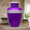 Dark Purple Banded Cremation Urn In Medium