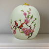 Floral Lovebirds Ceramic Cremation Urn In Large