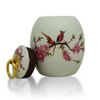 Floral Lovebirds Ceramic Urn In Extra Small