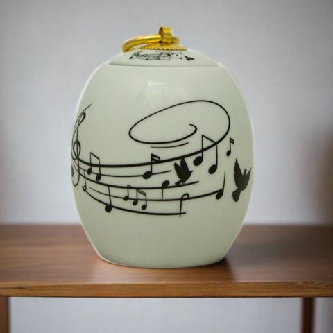 Extra Small Ceramic Cremation Urn - Songbird