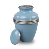 Light Blue Banded Cremation Urn In Large