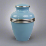 Light Blue Banded Cremation Urn In Large