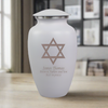 White Cremation Urn With Star of David