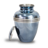 Light Blue Banded Cremation Urn In Medium