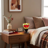 Red Rose Memory Lamp stained-glass  keepsake in a home decor setting on a nightstand.