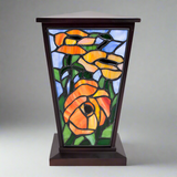Red & Orange Poppy Stained Glass Cremation Urn