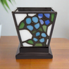 Blue Forget-Me-Not Stained Glass Keepsake Urn and Candle Holder