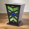 Emerald Mission Style Stained Glass Cremation Urn In Medium