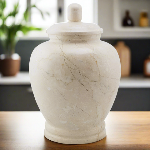 Hand Carved Sea Shell Genuine Marble Cremation Urn