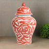 Coral Rose Temple Ceramic Urn