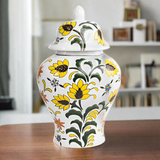 Yellow Flower Temple Ceramic Urn