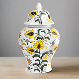 Yellow Flower Temple Ceramic Urn
