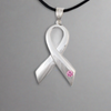 Breast Cancer Ribbon Cremation Pendant in Polished Sterling Silver