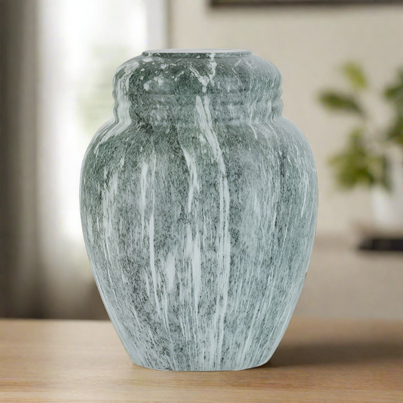 Large Faux Jade Marble Cremation Urn