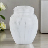 Faux White Marble Cremation Urn 