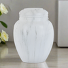 White Faux Marble Classic Cremation Urn In Large