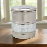 Metal Pet Cremation Urn With Silver Sparkle