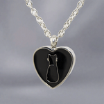 Keepsake Necklace for Cats Ashes - Black Cat Silhouette Cremation Jewelry Pendant