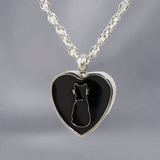 Keepsake Necklace for Cats Ashes - Black Cat Silhouette Cremation Jewelry Pendant