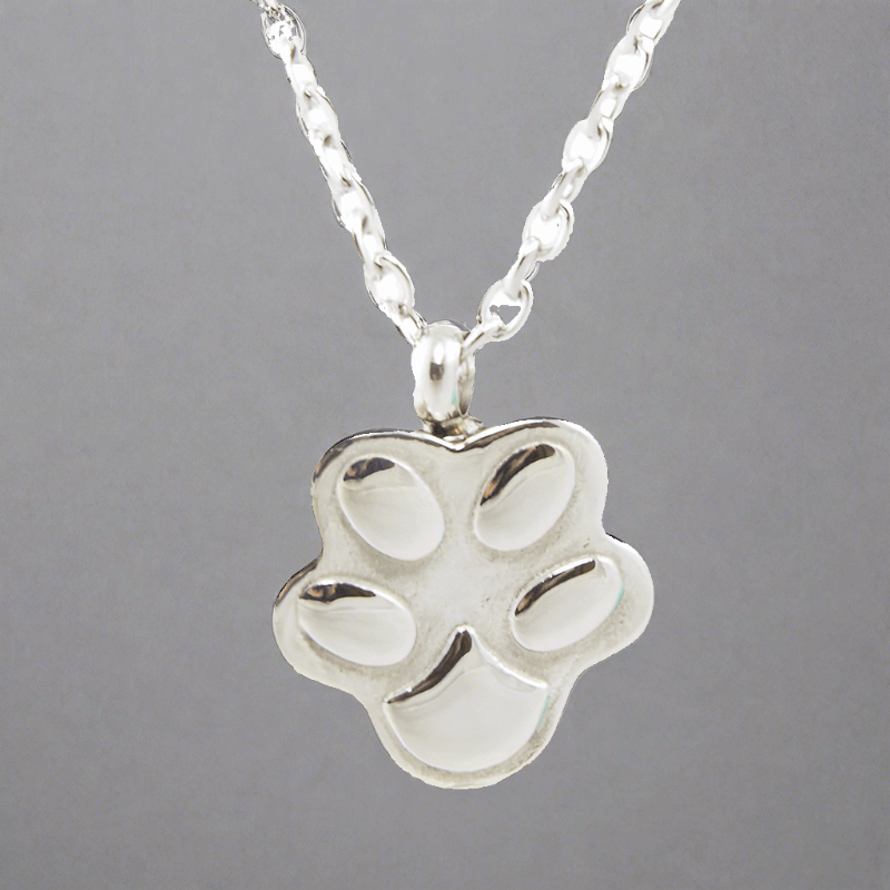 Cremation Necklace Paw Print In Stainless Steel