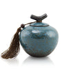 Turquoise Ceramic Cremation Urn In Extra Small