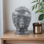 Cloud Gray Marble Cremation Urn in Small
