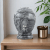 Cloud Gray Marble Cremation Urn in Small