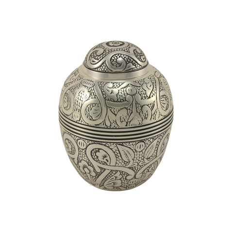 Silver Embossed Pet Urn in Small