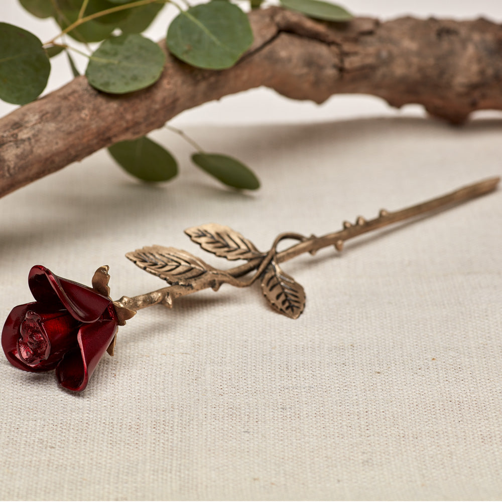 Crimson Red Rose Stem Keepsake Urn for Ashes Lifestyle 2