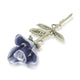 Lavender rose stem keepsake for ashes with pewter rose stem and engravable leaf.
