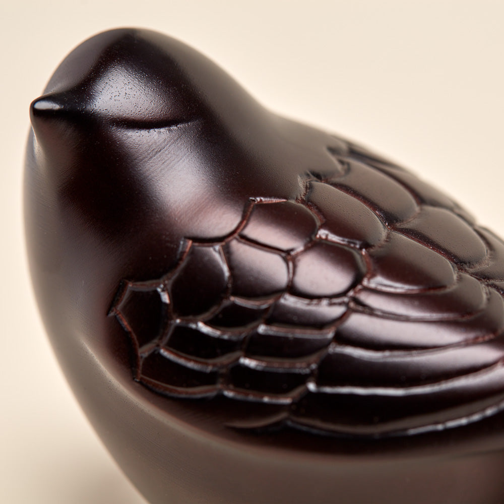 Antique Bronze Songbird Keepsake Urn for Ashes Close Up