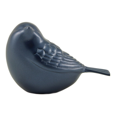 Light blue cremation keepsake for ashes in the shape of a song bird.