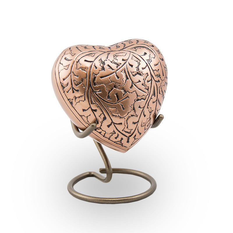 Copper Oak Cremation Keepsake Heart