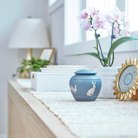 Grey Hopping Rabbit Cremation Urn