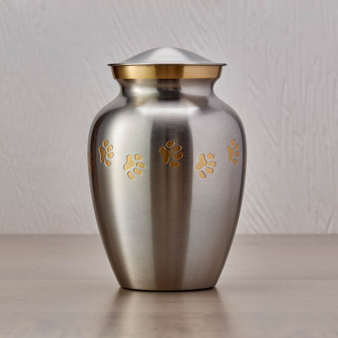 Extra Small Pewter Paw Cremation Urn