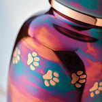Classic Paw Raku Pet Urn In Extra Small, Close Up Paw Print