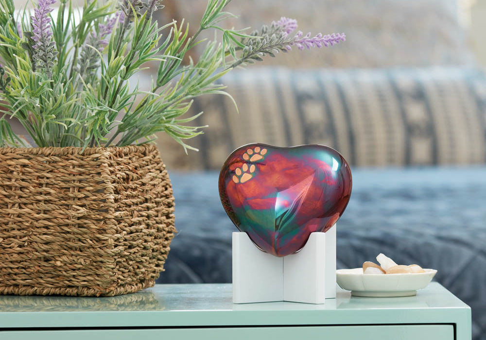 Arielle Raku Pet Paw Heart Keepsake and Dog Urn Lifestyle