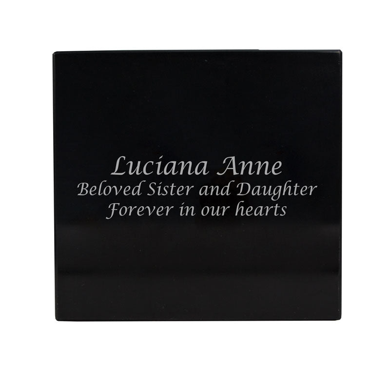 Black Marble Box Cremation Urn with Engraving
