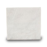 Natural white marble cremation urn with grey veining front image.