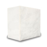 Natural white marble cremation urn with grey veining main image.