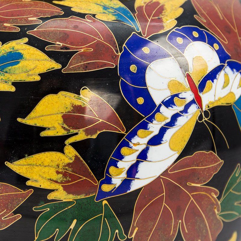Butterfly Forest Cloisonne Cremation Urn