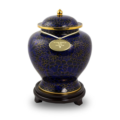Royal Blue Cloisonne Cremation Urn